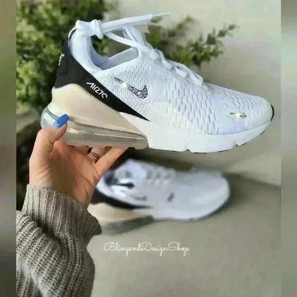 Women's Nike Air Max 270 Brown Tan Sneakers made with Swarovski Crystals Custom - Picture 1 of 8